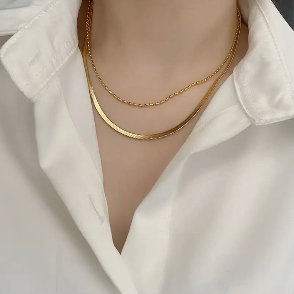 18K Gold  plated double layered necklace